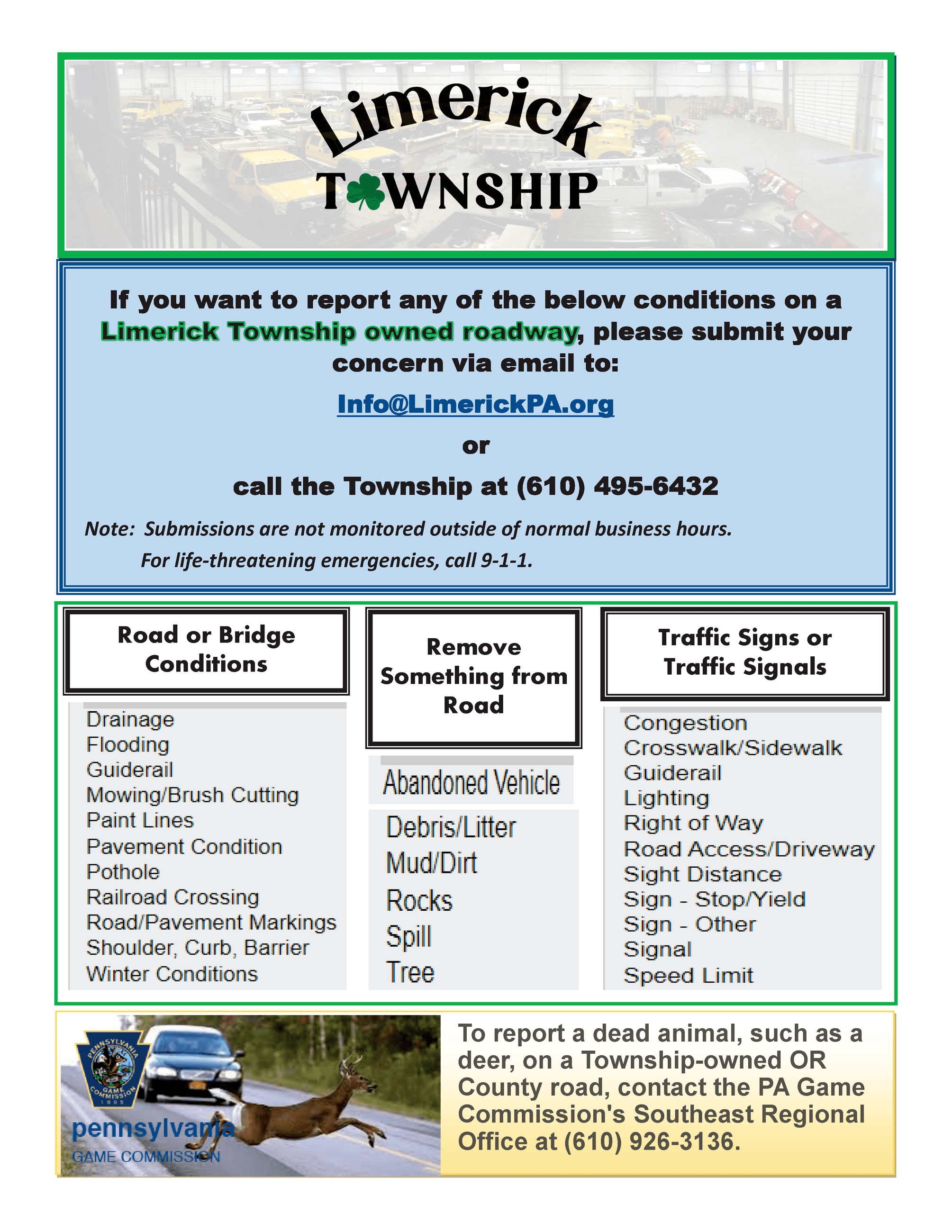 How to Report Township Roadway Concerns Image