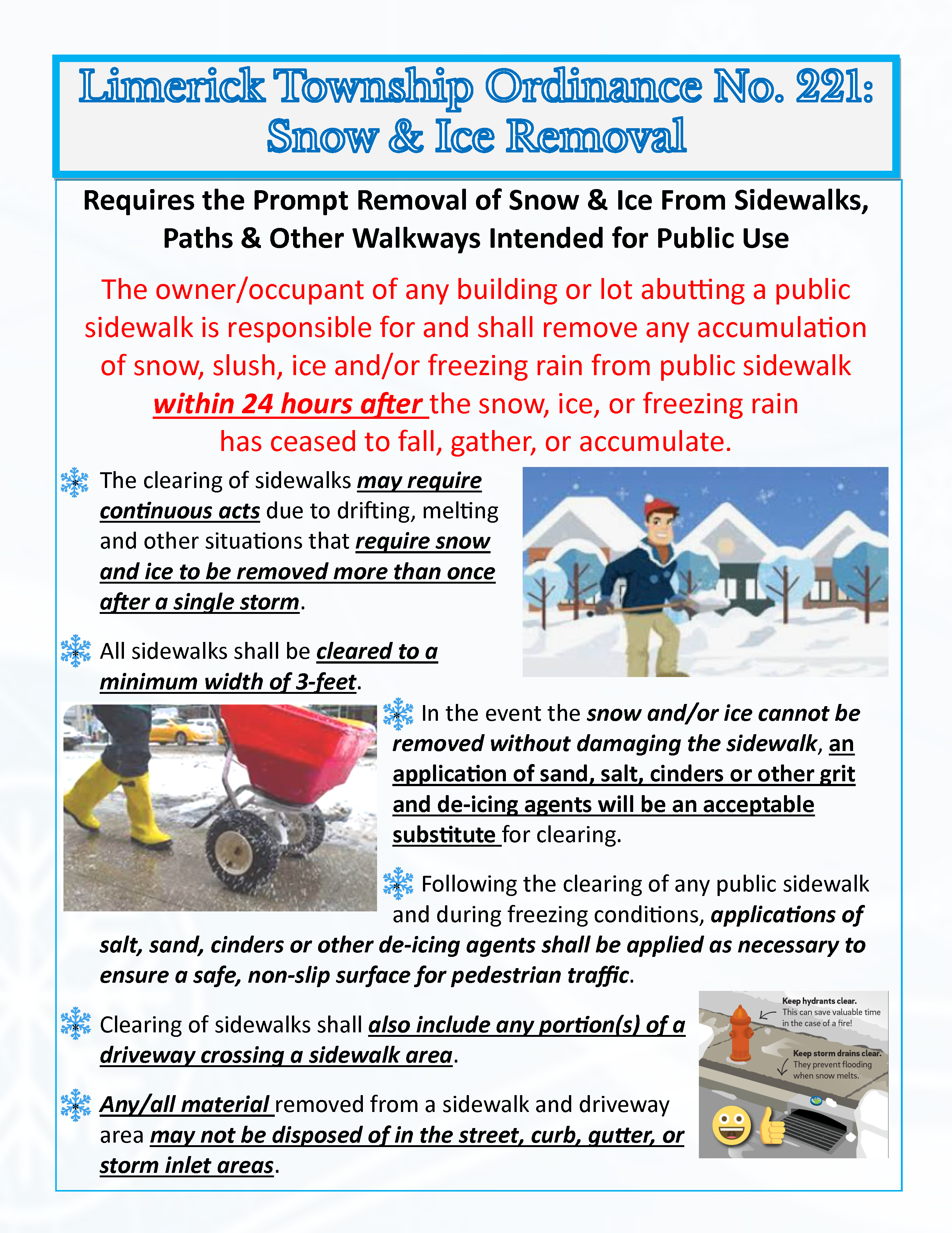 Ordinance No 221 - Snow and Ice Removal Responsibilities