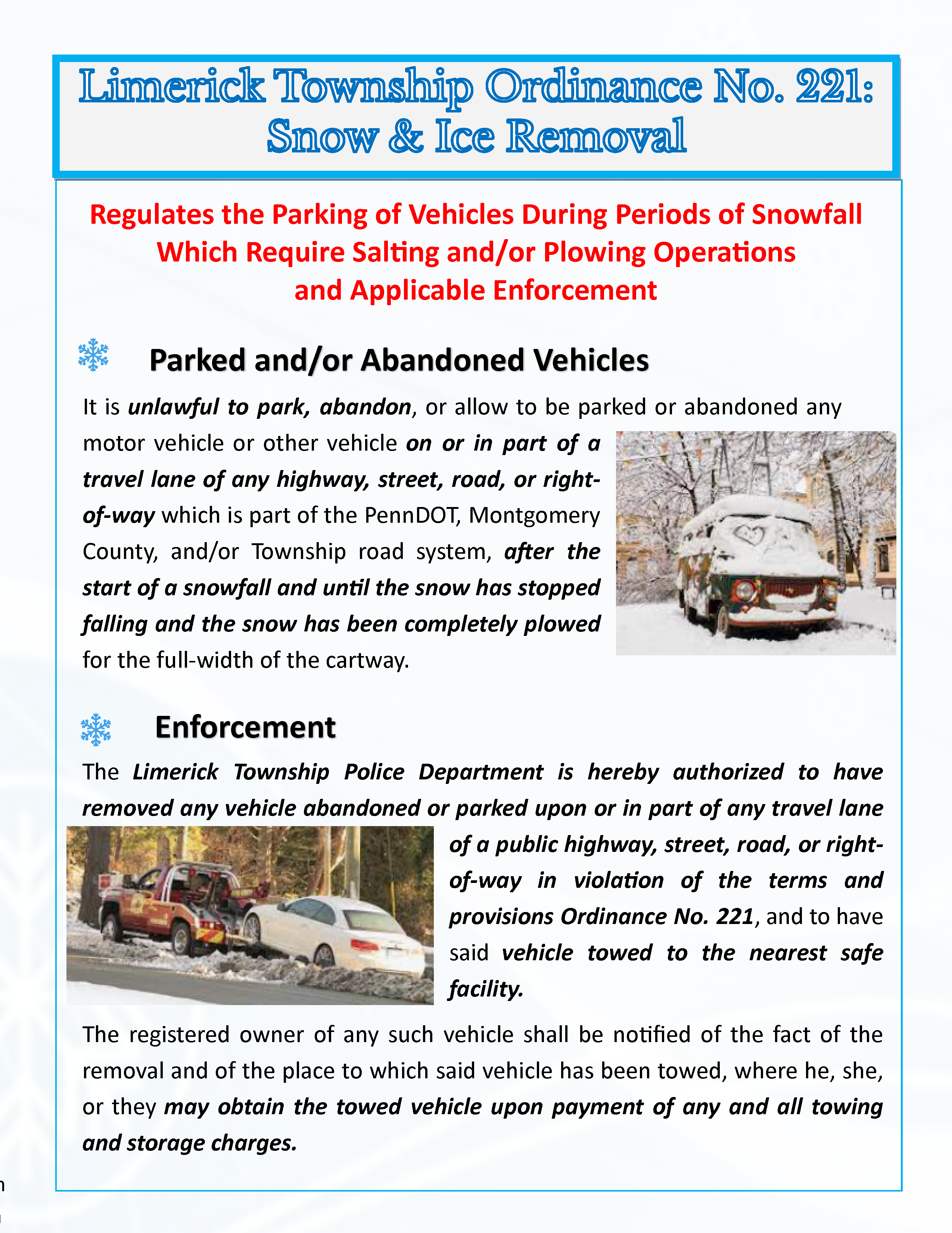 Ordinance No 221 - Parked Vehicle Responsibilities