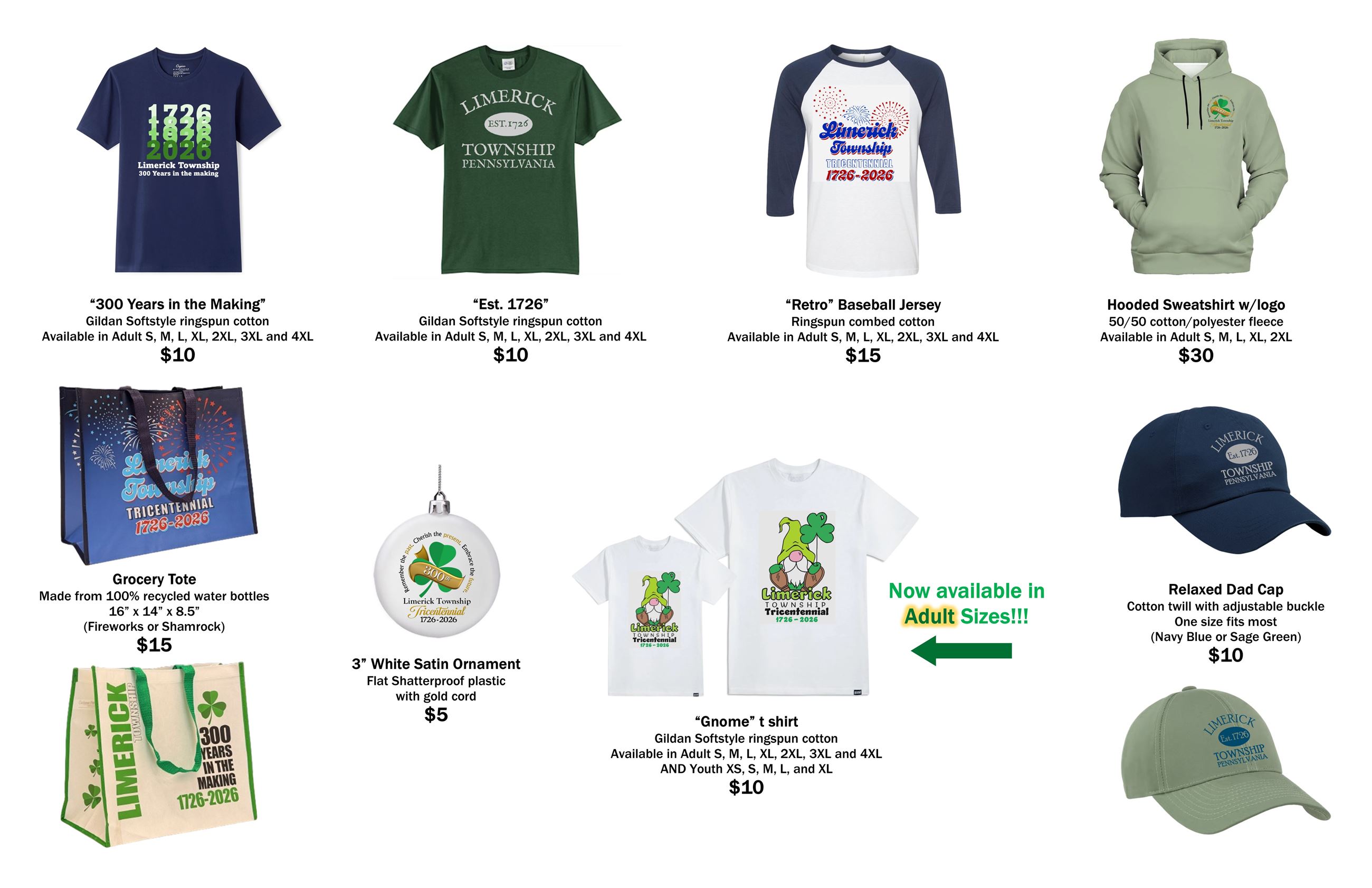 Merchandise page for website